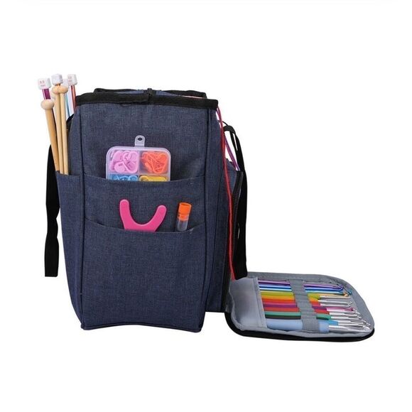 Knitting Bag Yarn Tote Organizer Womens Crochet Storage with Inner Dividers New - Picture 6 of 11